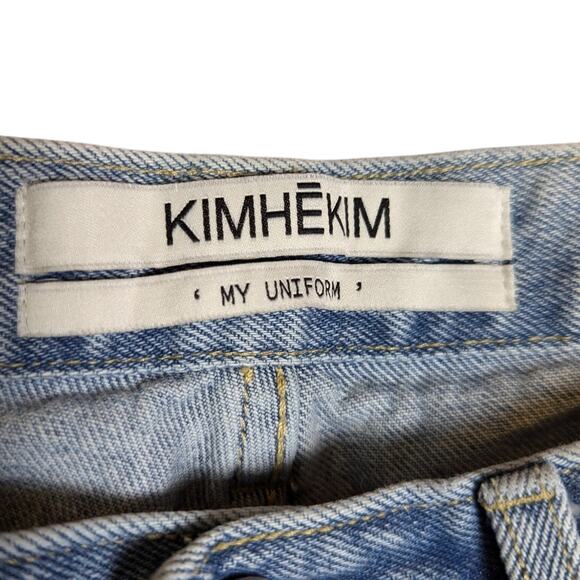 KIMHEKIM Heart Stamped Wide Leg High Rise Jeans Light Wash Size M - Picture 4 of 9